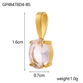 Gold stainless steel teardrop pendant with clear zircon birthstone, 1.6cm x 0.7cm - GP48478D4-BS / Clear White