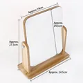 Dimensions détaillées du miroir de maquillage rotatif en bois avec base de 24,5 cm - Rotatif Très Grand (25*28*19)