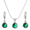 Parure de bijoux en argent avec collier et boucles d'oreilles zircon vert émeraude - Vert émeraude