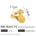 Detail view of irregular gold stainless steel ring with dimensions 1.7cm and 1.9cm - Adjustable Open / Irregular Wrinkle Style (NB-R24175) / Gold