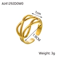 Detailansicht des vergoldeten Wellenrings mit 1 cm Bandbreite und Abmessungen - Wellen-Hohlstil (AJ41292D0W0)