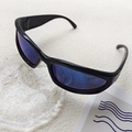 Kids rectangular sports sunglasses with black frame and blue-purple gradient lenses - Black Frame Blue Mirrored Lens