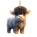 Cute cartoon cow car hanging ornament with fluffy grey and brown fur in a variant style - Style F-Grey Brown Hairy Cow