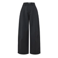 Pantalón de mujer de talle alto y pernera ancha en negro con corte recto profesional - S / Negro