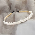 Elegant gold metal headband featuring layered white imitation pearls for wedding accessory - 13# Wrapped Pearl Headband