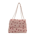 Sac à bandoulière en velours côtelé rose avec imprimé fraise et chaîne dorée - Style Fraise en Velours Côtelé Rose / Rose (Imprimé Fraise)