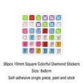 36 pieces of 10mm square colorful self-adhesive crystal gemstone stickers for DIY crafts - 36 Pcs 10mm Colorful Square Stickers