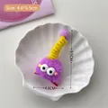 Cute purple plush monster hair clip with big eyes and yellow spring detail for girls - 2# Purple / Purple Plush Hair Clip