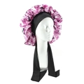 Pink leopard print satin hair bonnet with adjustable black high-elastic tie band - Pink Snake
