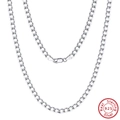 Classic 925 sterling silver Cuban link chain necklace with secure lobster clasp finish - Textured Curb Chain / 5mm/60cm
