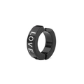 Minimalist black stainless steel ear cuff with white LOVE engraving and glossy finish - Single LOVE / Black