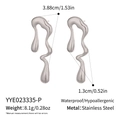 Detailed view of silver fluid-style teardrop earrings with dimensions and weight specs - Silver (YYE023335-P)
