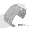 Adjustable silver stainless steel cuff bracelet with 32mm wide hammered texture design - SZ21-Silver/32mm