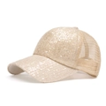 Casquette de baseball à paillettes or champagne pour femme avec mesh respirant - Jaune