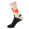 Calze stile Picasso in nero e crema con motivo a nuvola arancione astratto - Taglia unica / 1016 Patchwork
