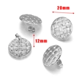 Textured 20mm round silver stainless steel stud earring parts with 12mm thickness - Style 11 / Steel