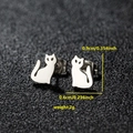 Minimalist cat shaped stainless steel stud earrings in silver finish, 0.9cm x 0.6cm - 036 Cat / Steel