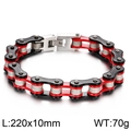Herren Motorradketten Armband aus schwarz rotem Edelstahl mit mattem Finish - Schwarz/Rot/Silber (KB76982-BD)