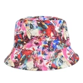 Detailed view of street graffiti bucket hat with colorful abstract patterns and stitching - Multicolor Street Graffiti Style (FH310-1)