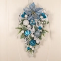 Blue and white flocked Christmas swag with decorative baubles and pine branches - Flocked Painted Ball Swag-Lake Blue