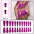 Set completo di 24 unghie finte lunghe ballerina color magenta opaco con guida misure - Rosso Rosa Scuro (CBLM-26)