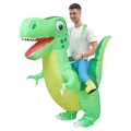 Inflatable ride-on green T-Rex dinosaur costume with blue pants for adult Halloween parties - Riding A Cartoon Dinosaur / One Size