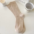 Vertical ribbed oatmeal-colored cotton crew socks in a cozy minimalist home aesthetic - One Size / Oatmeal