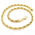 Collana a catena a corda dorata in acciaio inossidabile con chiusura a moschettone - 7mm / Oro / 50cm