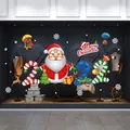 Christmas window stickers featuring Santa Claus and colorful Xmas tree decorations - XH6292 (45*60CM)