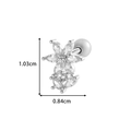 Elegant silver flower stud earring with marquise zircon stones and screw back closure - Double Flower Design Style (2620-2#) / Silver