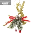 Addobbo renna dorata glitterata per albero di Natale con pigne e fiocco rosso decoro - Oro Tipo B - Renna Glitterata