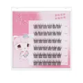 Self-adhesive triple fishtail false eyelashes segments in a pink compact box - Glue-Free Triple Fishtail