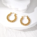Chunky gold chain hoop earrings made of stainless steel with a bold geometric twist design - Chain Link