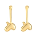 Moderne goldene Herzohrringe mit poliertem Flüssigmetall-Tropfen-Effekt - Flüssigmetall-Kugelstil (N-487) / Gold