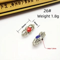 Tibetan style vajra scepter charm with red and blue inlaid stones for DIY jewelry - Vajra Pestle Spacer Bead (26#) / Vintage Silver Inlaid