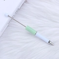 DIY beaded pen with three-color gradient design and retractable stainless steel rod - Pine Flower Green White