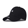 Black cotton baseball cap with white 3D letter W and Wednesday embroidery details - Adjustable / Black With White Letter