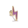 Minimalist purple lightning stud earring with golden frame and ball back screw - Purple Lightning