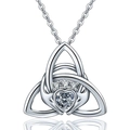 Elegant s925 silver Celtic knot heart pendant necklace with shimmering zircon stones - 925 Silver / Pendant With Cross Chain