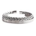 Conjunto de brazaletes abiertos de acero inoxidable dorado y plateado trenzado - Juego de 2 Piezas Color Acero