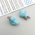 DIY colorful resin blue duck charms with orange beak and metal ring for jewelry making - Lake Blue Resin Little Duck