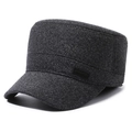 Herren Winter Flatcap in Dunkelgrau mit dickem Fleecefutter und Sport-Detail - Verstellbar / Flache Krone Grau