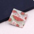 Square acrylic jewelry charm featuring watermelon and flower patterns for earrings - Floral Sea Series No. 6 - Watermelon Flower