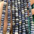 Blue and white sodalite stone abacus beads for DIY jewelry making accessories - 4*6mm 1 Strand (Approx 90pcs) / Blue Spot Jasper