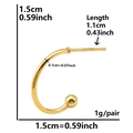 Detaillierte Größenangaben für C-förmige Kugelohrringe aus 304 Edelstahl in Gold - C-Form Kugelende Hufeisen / Gold