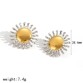 18k vergoldete Sonnenstrahl-Ohrstecker aus Edelstahl für Damen mit 28,4 mm Durchmesser - Gold-Silber Gemischter Stil (TE60521-M)