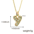Colorful zircon letter Y pendant necklace in gold plated copper finish for women - Letter Y
