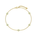 Elegantes Armband aus S925 Silber in Gold mit fünf runden hellblauen Opalsteinen und Verschluss - Opal Dünner Kettenstil (DY150324) / Gold Hellblau