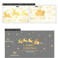 Goldene Weihnachtsfensteraufkleber mit Rentier, Weihnachtsmann-Schlitten und Schneeflocken - BQ151 Weihnachtsschlitten (2er Set)