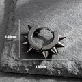 Black stainless steel punk hoop earring with metal spikes on textured stone surface - Multi-Spike Wide Hoop Style (S419)